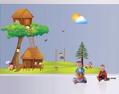 Cabin, animals, children